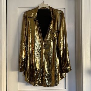 Shiny Gold Button Down XL